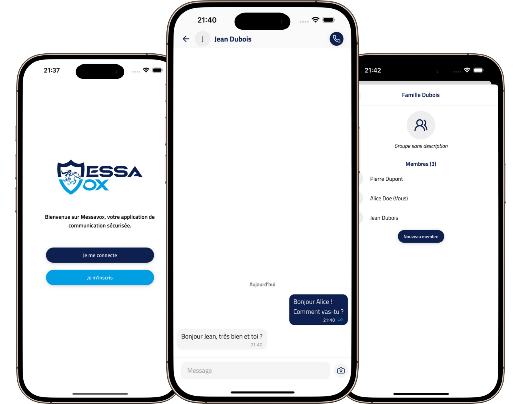 Capture d'écran de l'application Messavox en conversation